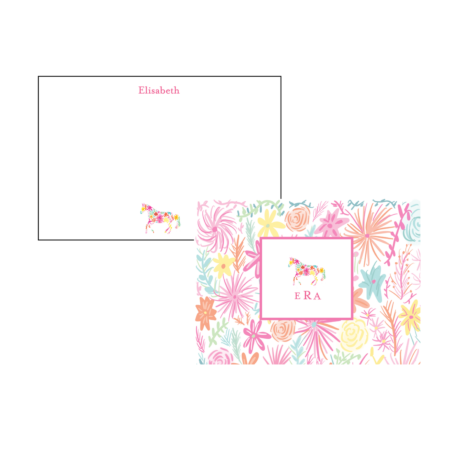 Cowgirl Horse Personalized Western Stationery - Pink Floral