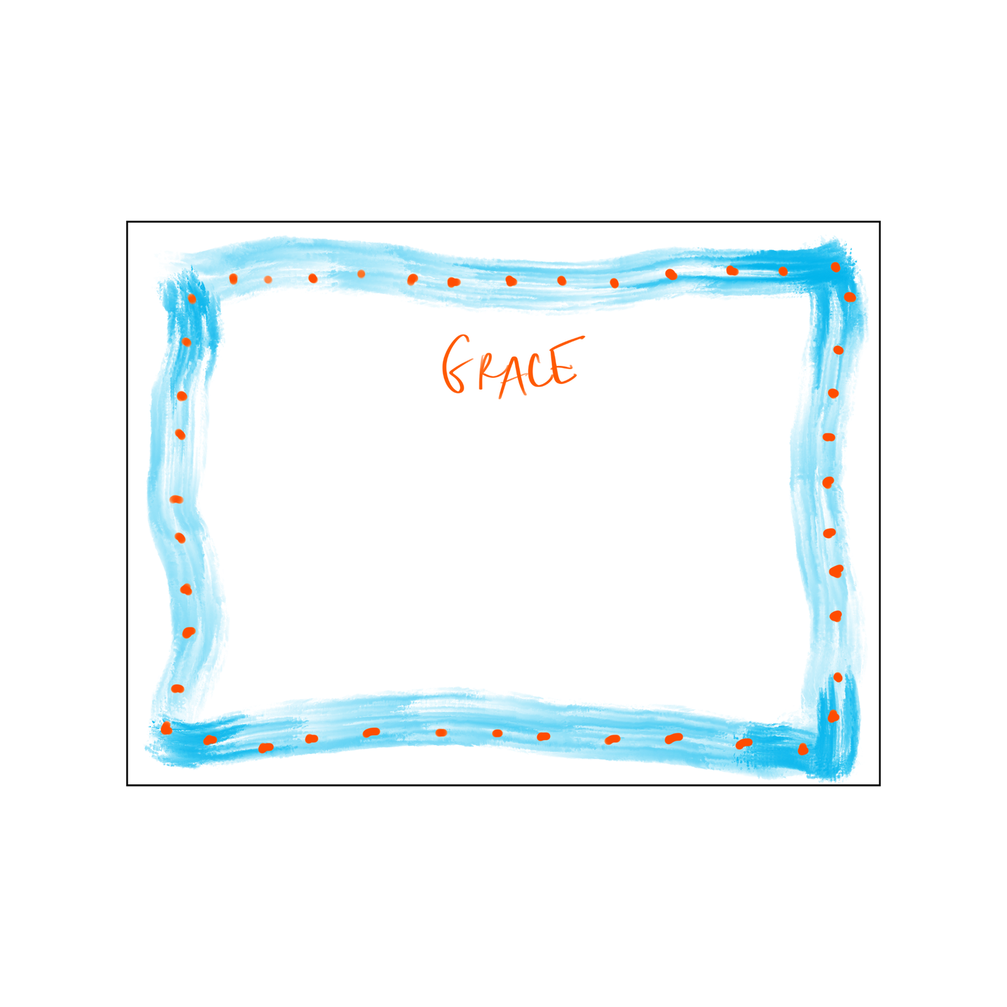 Watercolor Borders Stationery - Blue and Orange