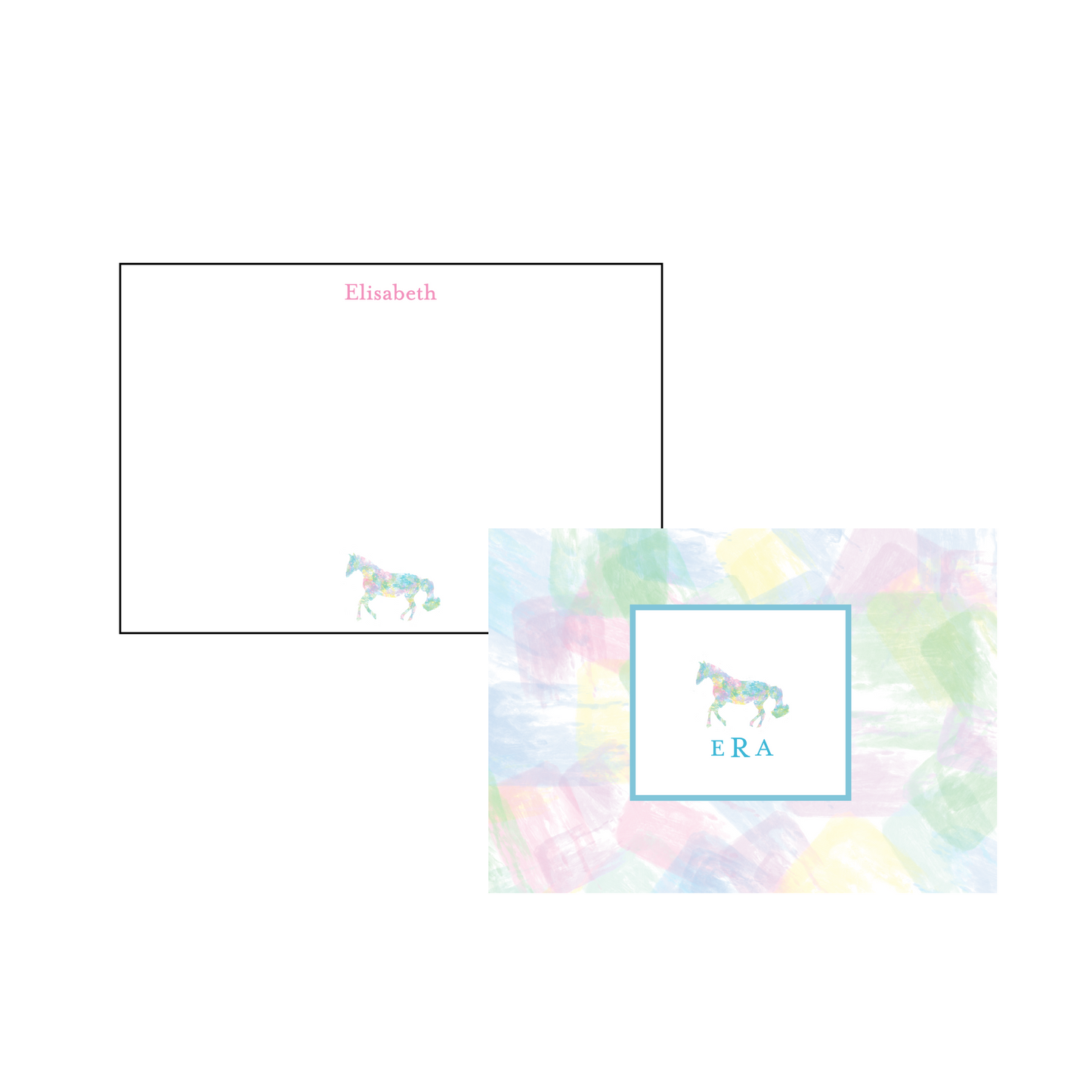 Cowgirl Horse Personalized Western Stationery - Pastel Tye Dye