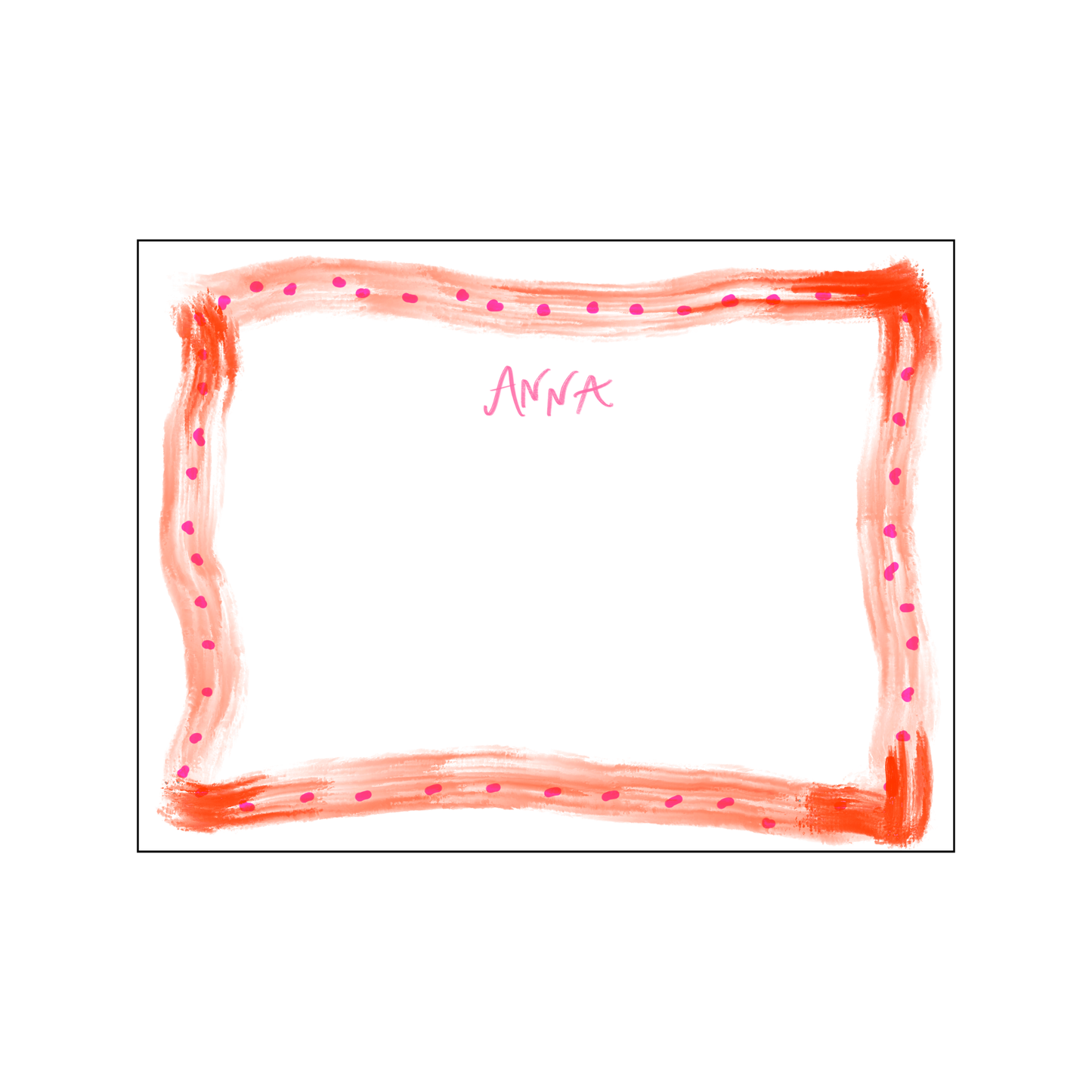 Watercolor Borders Stationery - Pink and Orange