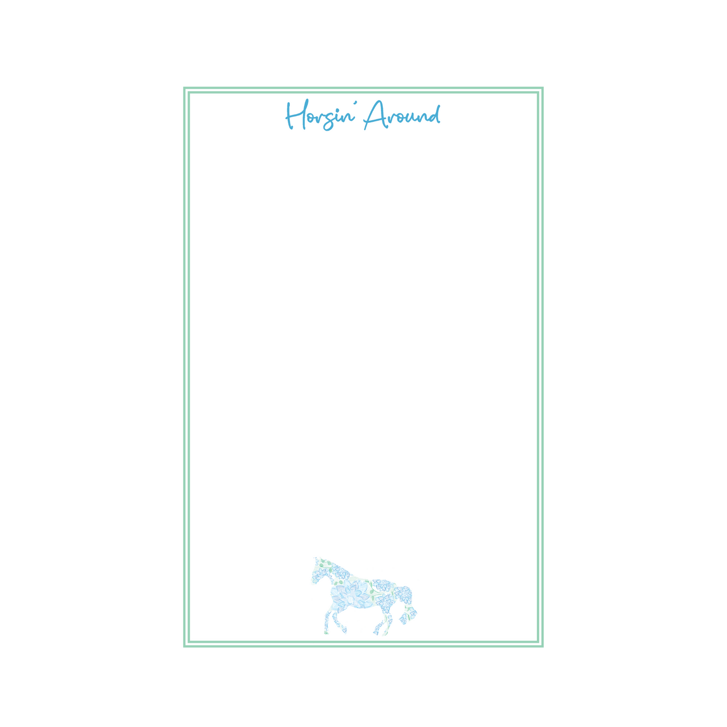 Western Horse Notepad - Blue and Green Hydrangea