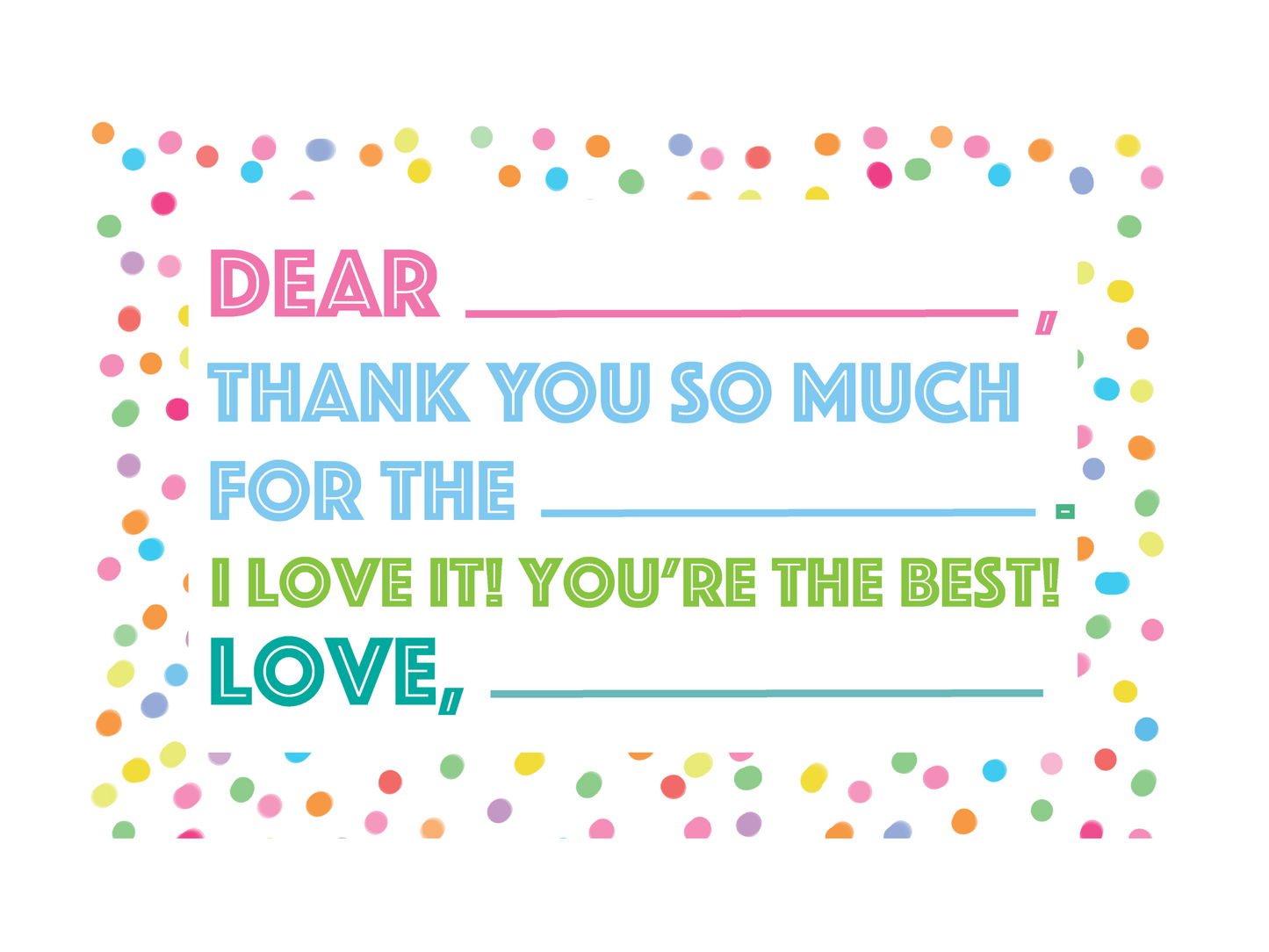 Fill in the Blank Thank You Cards - Polka Dots