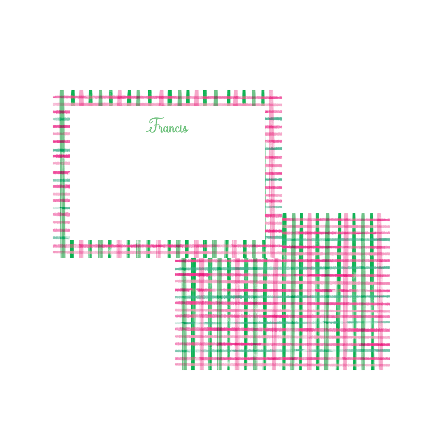 Pink and Green Plaid Stationery