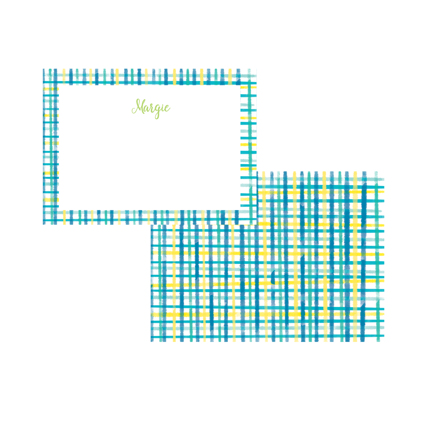 Green and Yellow Plaid Stationery