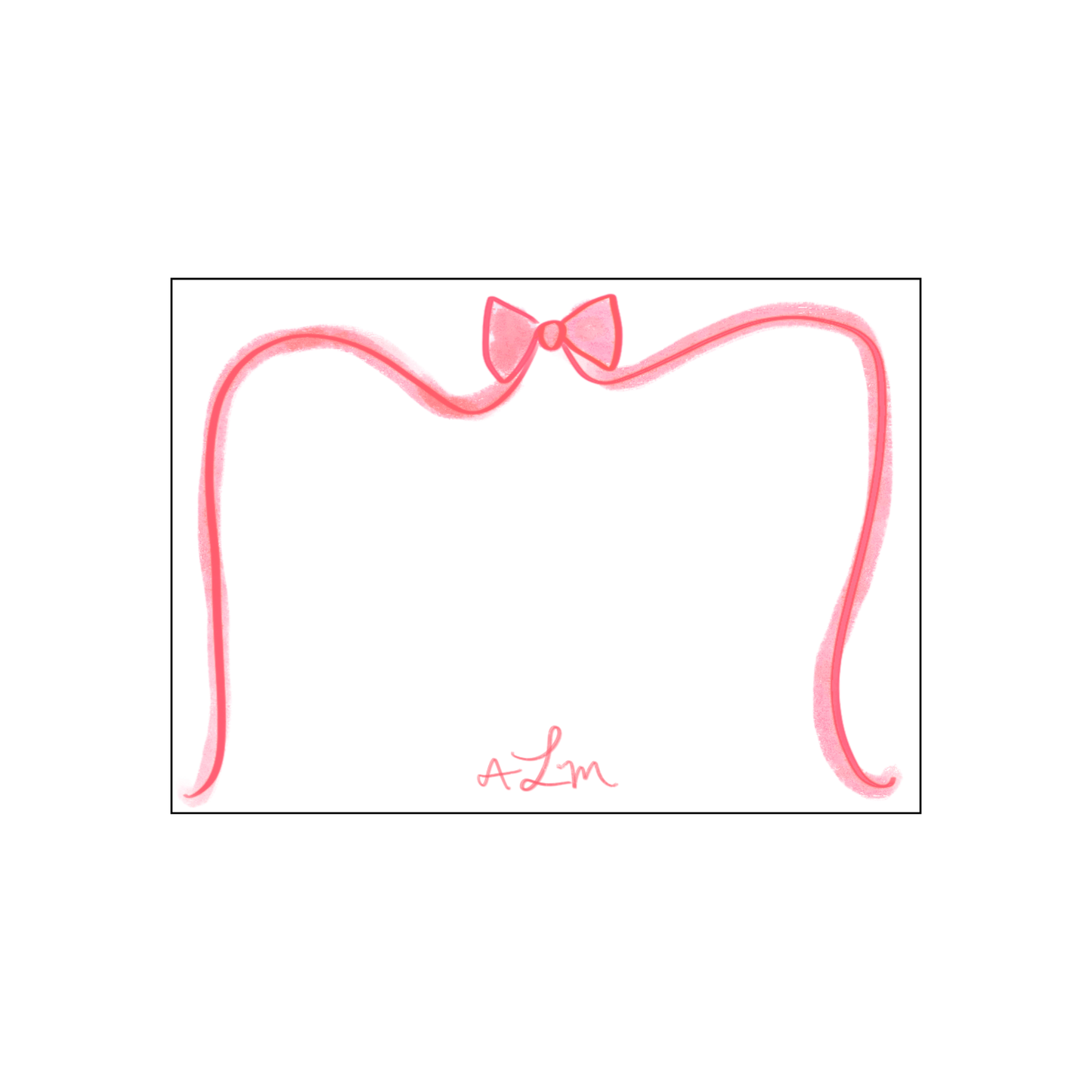 Watercolor Bow Stationery in Soft Red