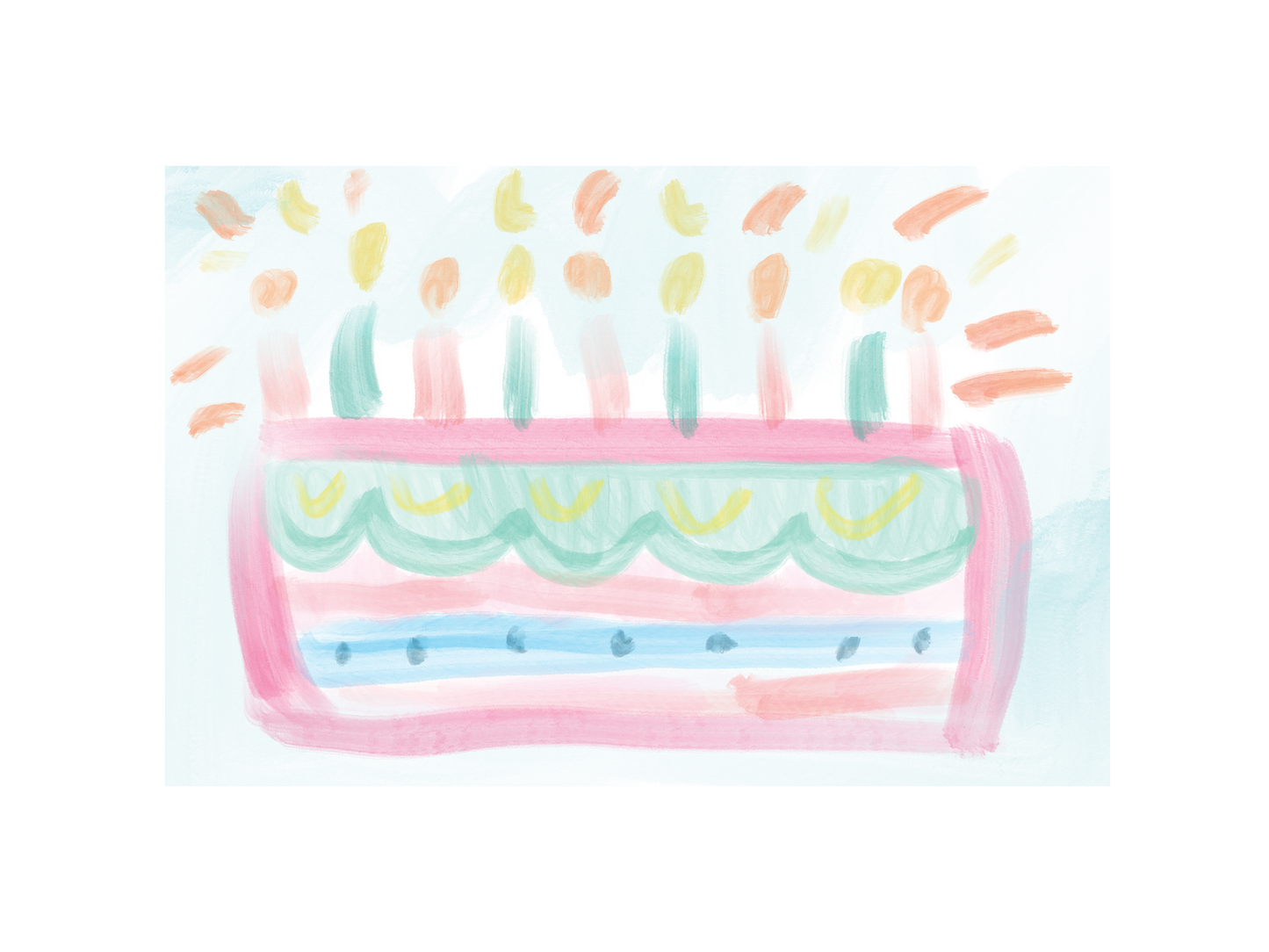 Disposable Placemat Pad - Water Color Birthday Cake Pink and Blue