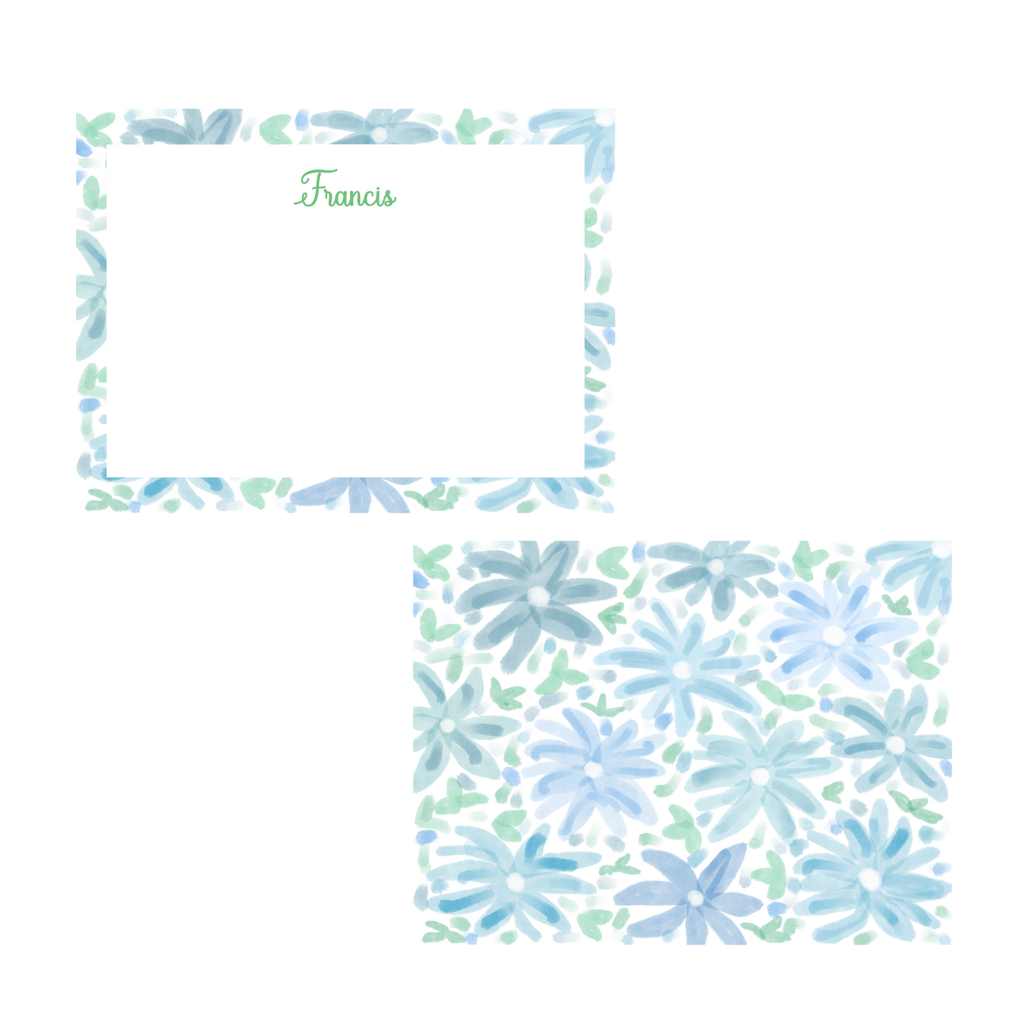 Blue and White Floral Stationery