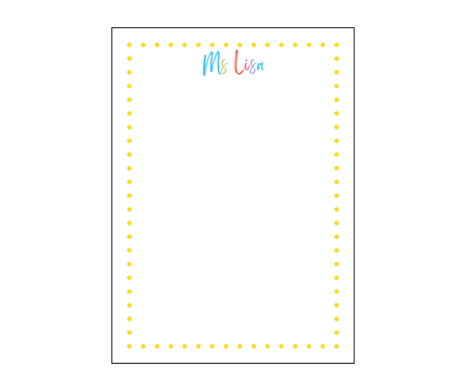 Yellow polka Dots and Rainbow Writing - 5x7 Notepad