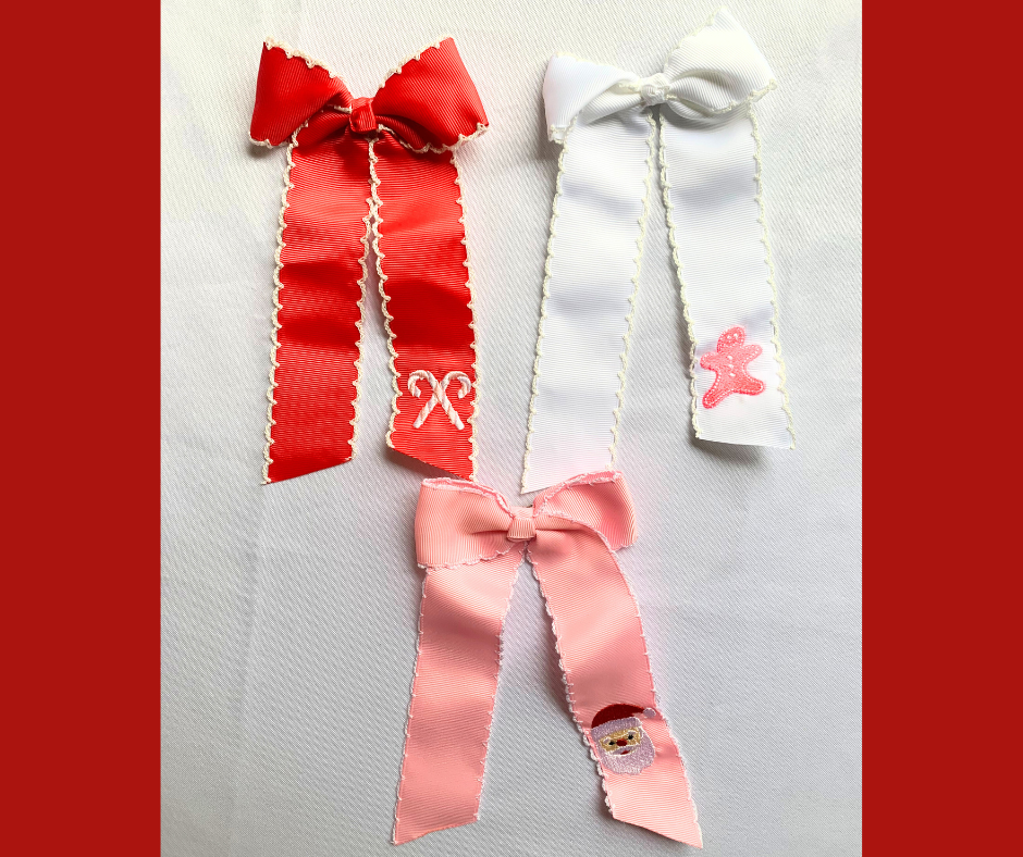 PRE-ORDER Christmas Embroidered Bow