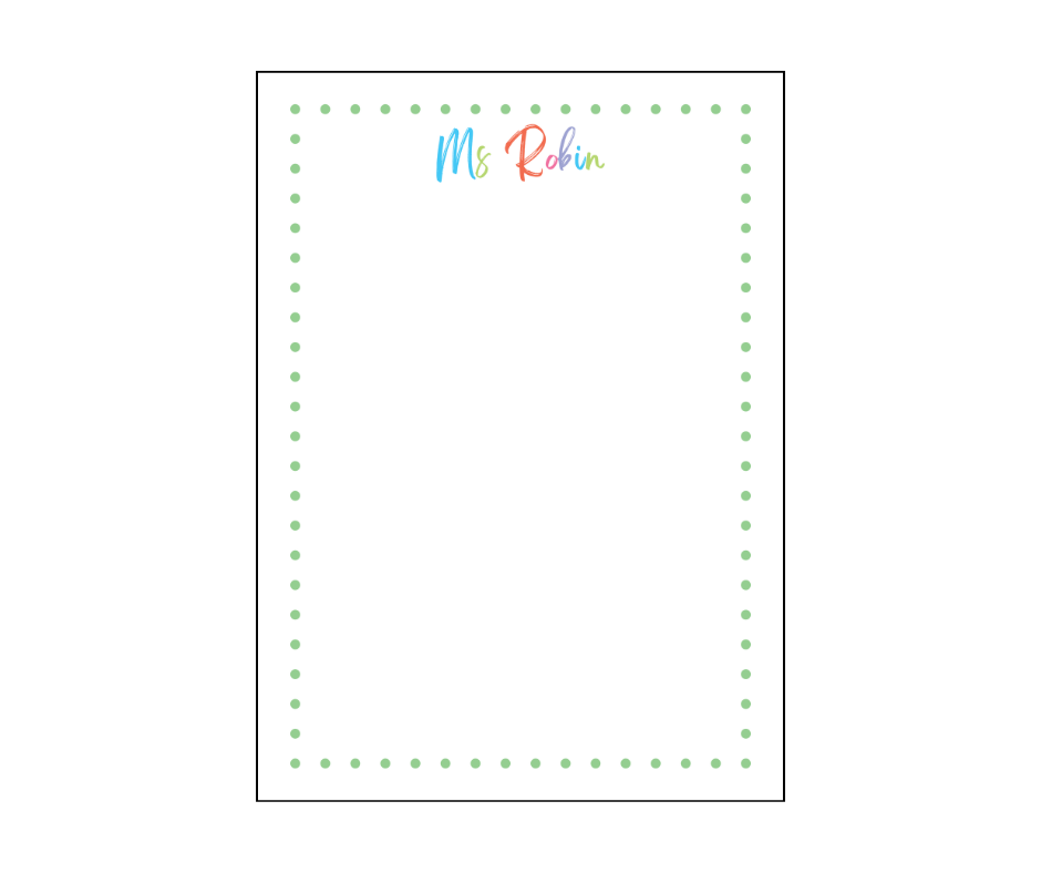 Green Polka Dots and Rainbow Writing - 5x7 Notepad