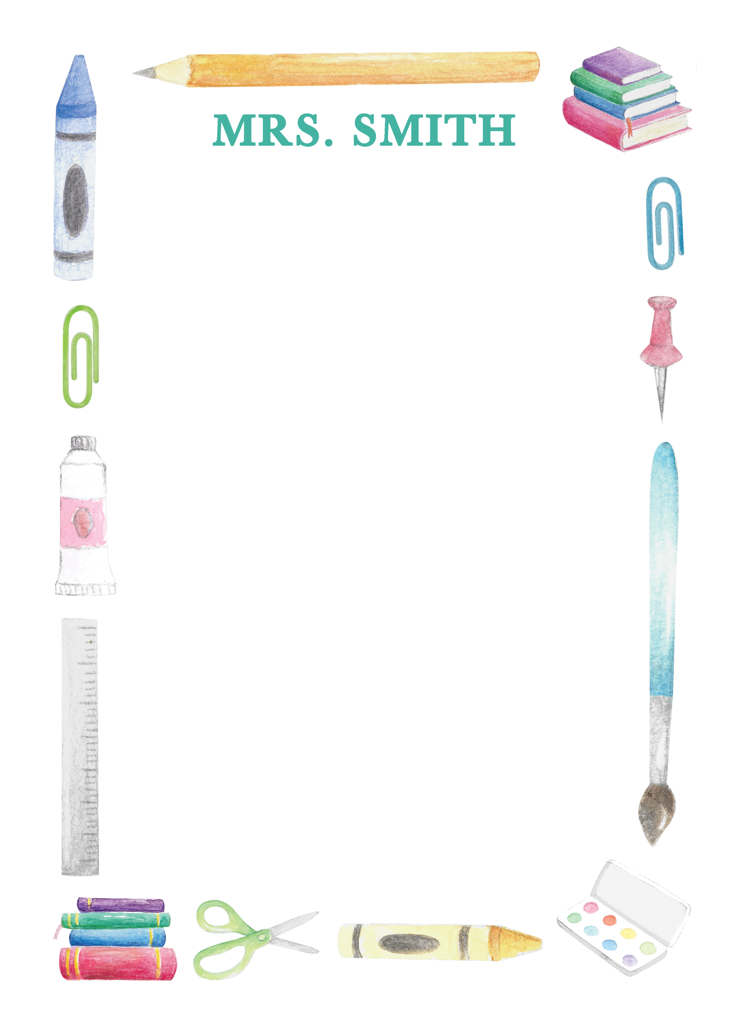 Teacher School Supplies Notepad