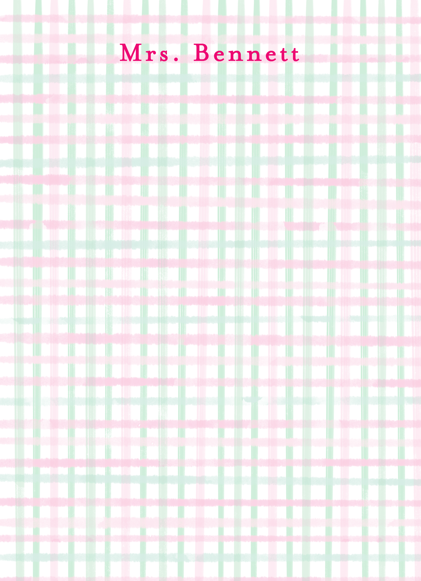 Pink and Green Plaid Notepad
