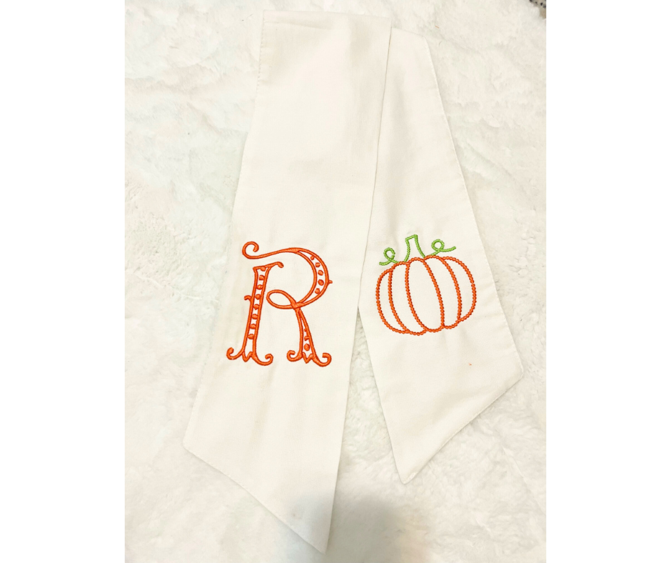 Pumpkin and Monogram Wreath Sash