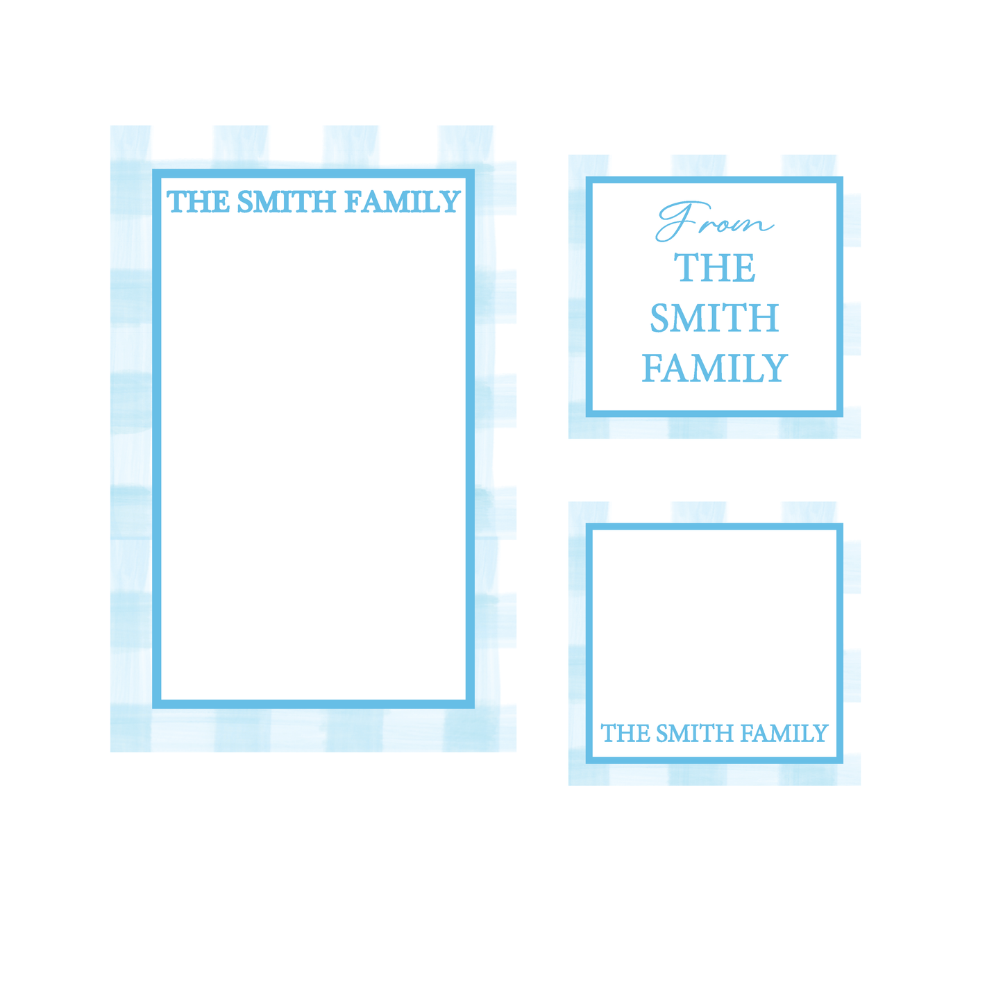 Blue Gingam Notepads, Gift Tags, Mini Cards Bundle