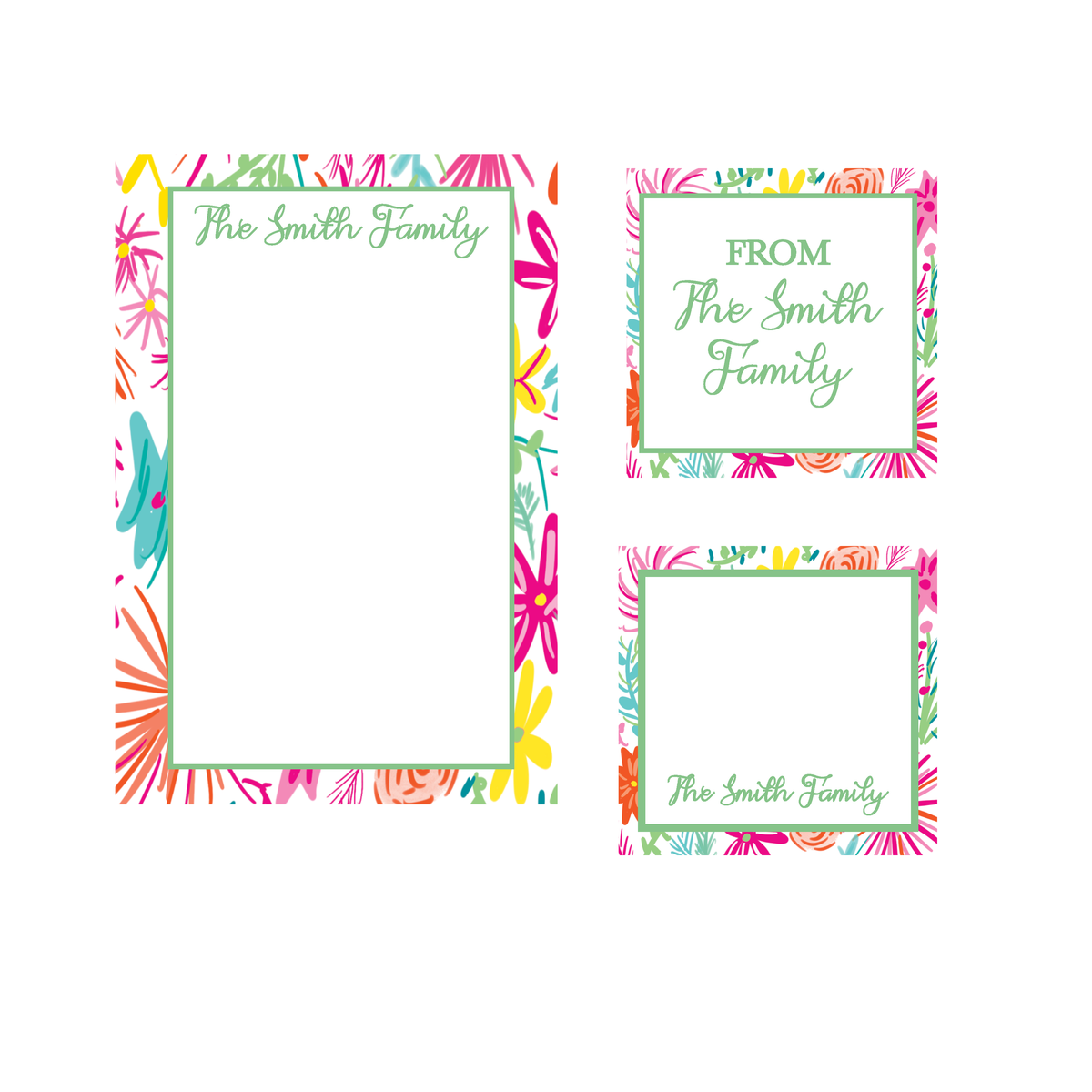 Bright and Whimsy Flowers Notepads, Gift Tags, Mini Cards Bundle