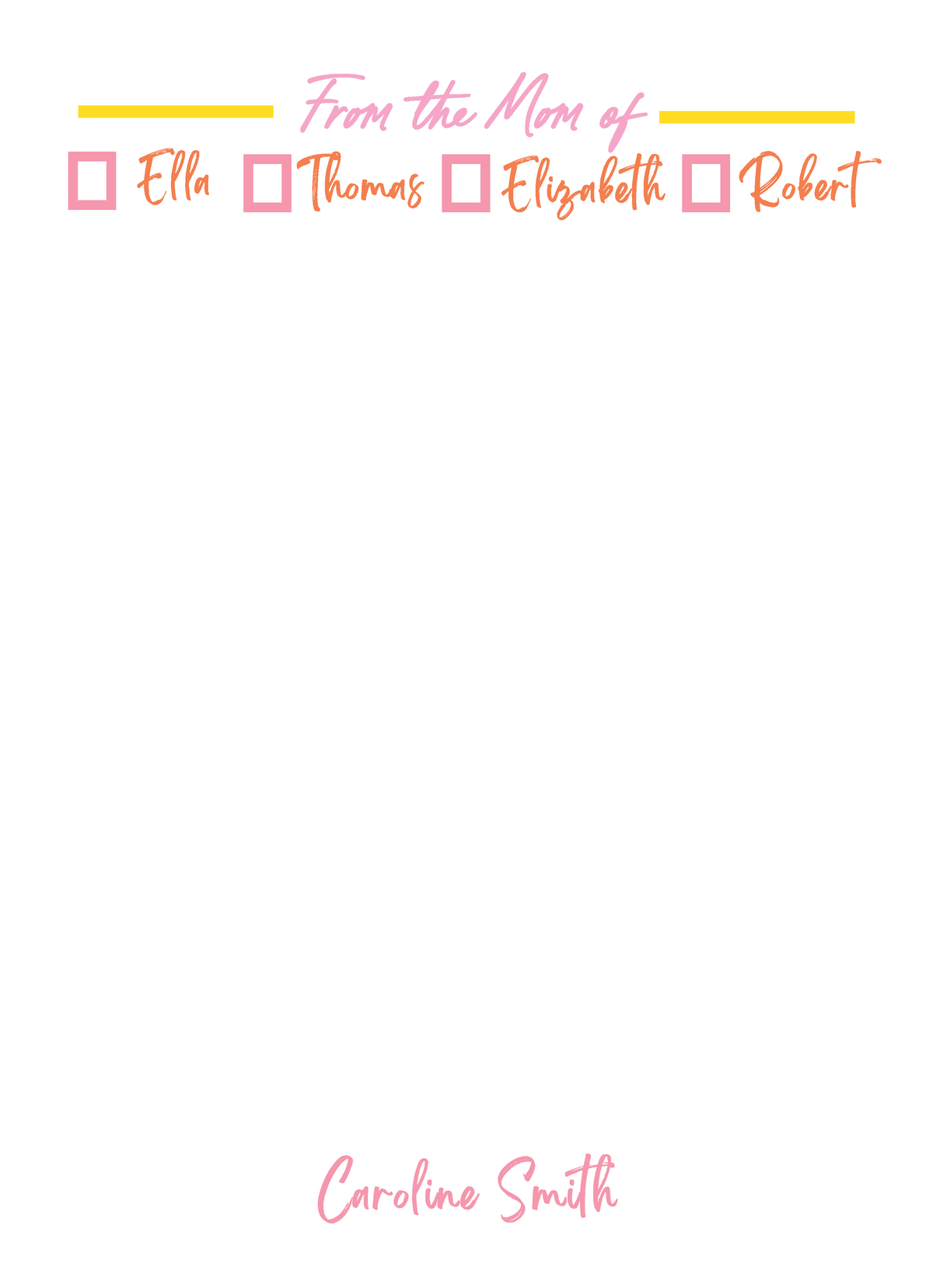 From the Mom/Parent of Notepad 2 - 5X7
