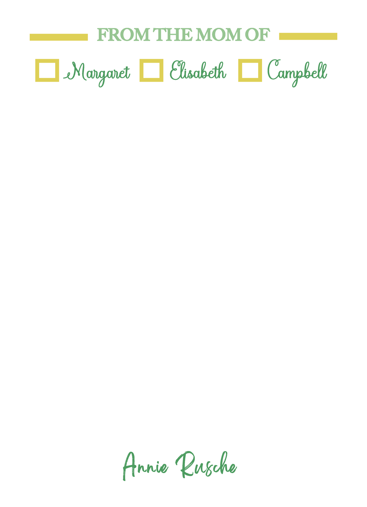 SMS - From the Mom/Parent of Notepad - 5x7