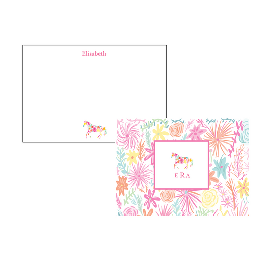 Cowgirl Horse Personalized Western Stationery - Pink Floral
