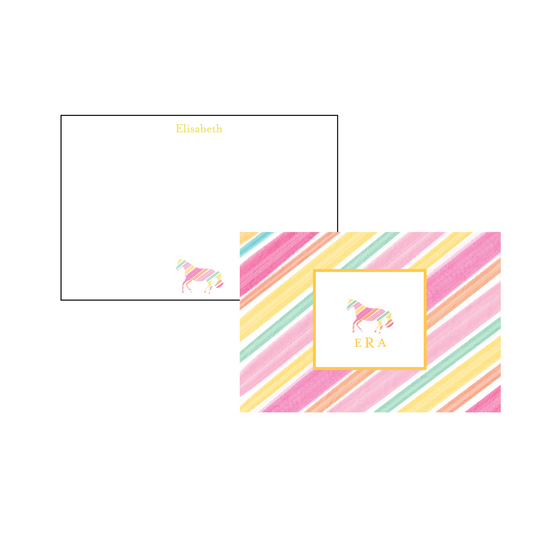 Cowgirl Horse Personalized Western Stationery - Colorful Stripes