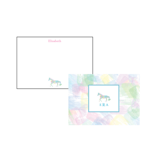 Cowgirl Horse Personalized Western Stationery - Pastel Tye Dye