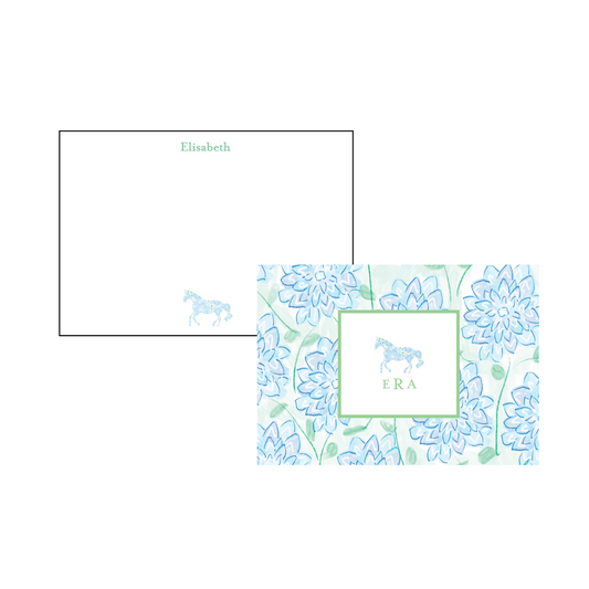 Cowgirl Horse Personalized Western Stationery - Blue Hydrangeas