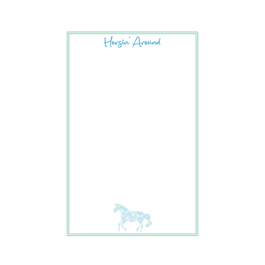 Western Horse Notepad - Blue and Green Hydrangea
