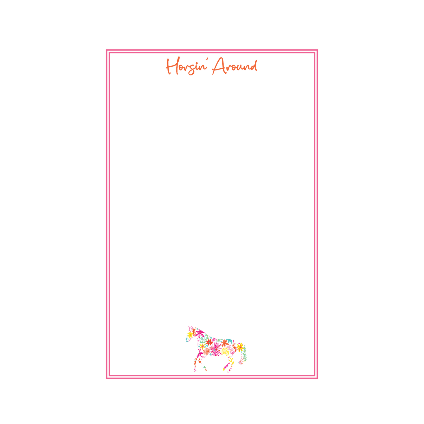 Western Horse Notepad - Pink and Orange Floral