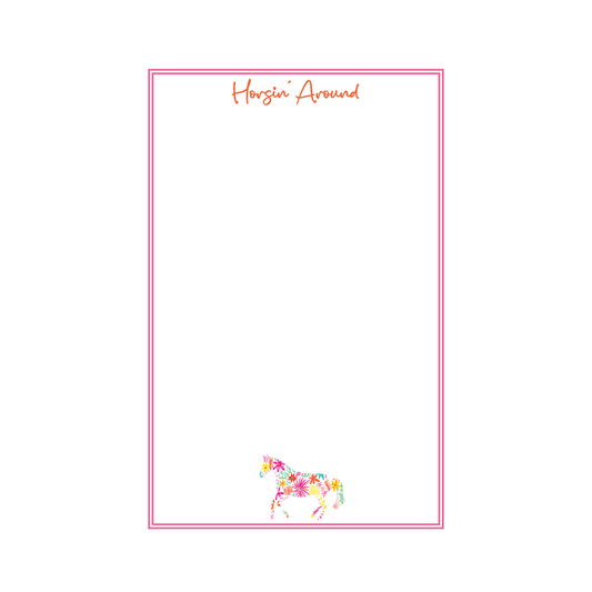 Western Horse Notepad - Pink and Orange Floral