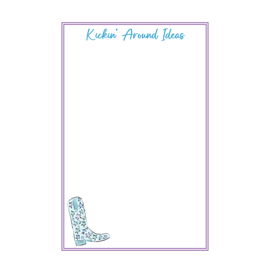 Cowboy Boot Notepad - Purple and Blue Stars
