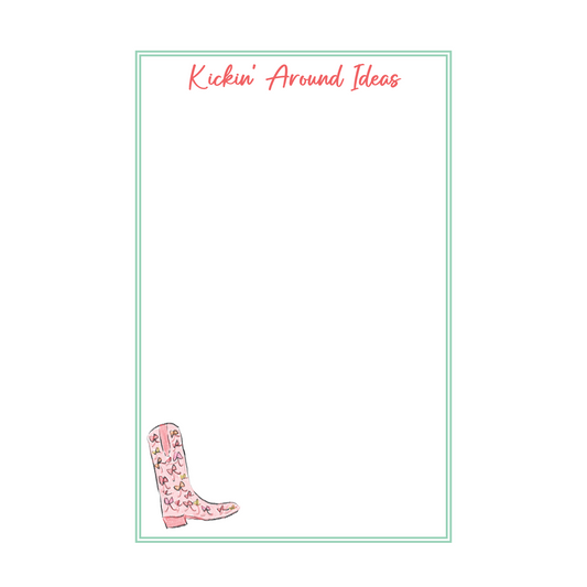 Cowboy Boot Notepad - Green and Pink and Yellow Bows