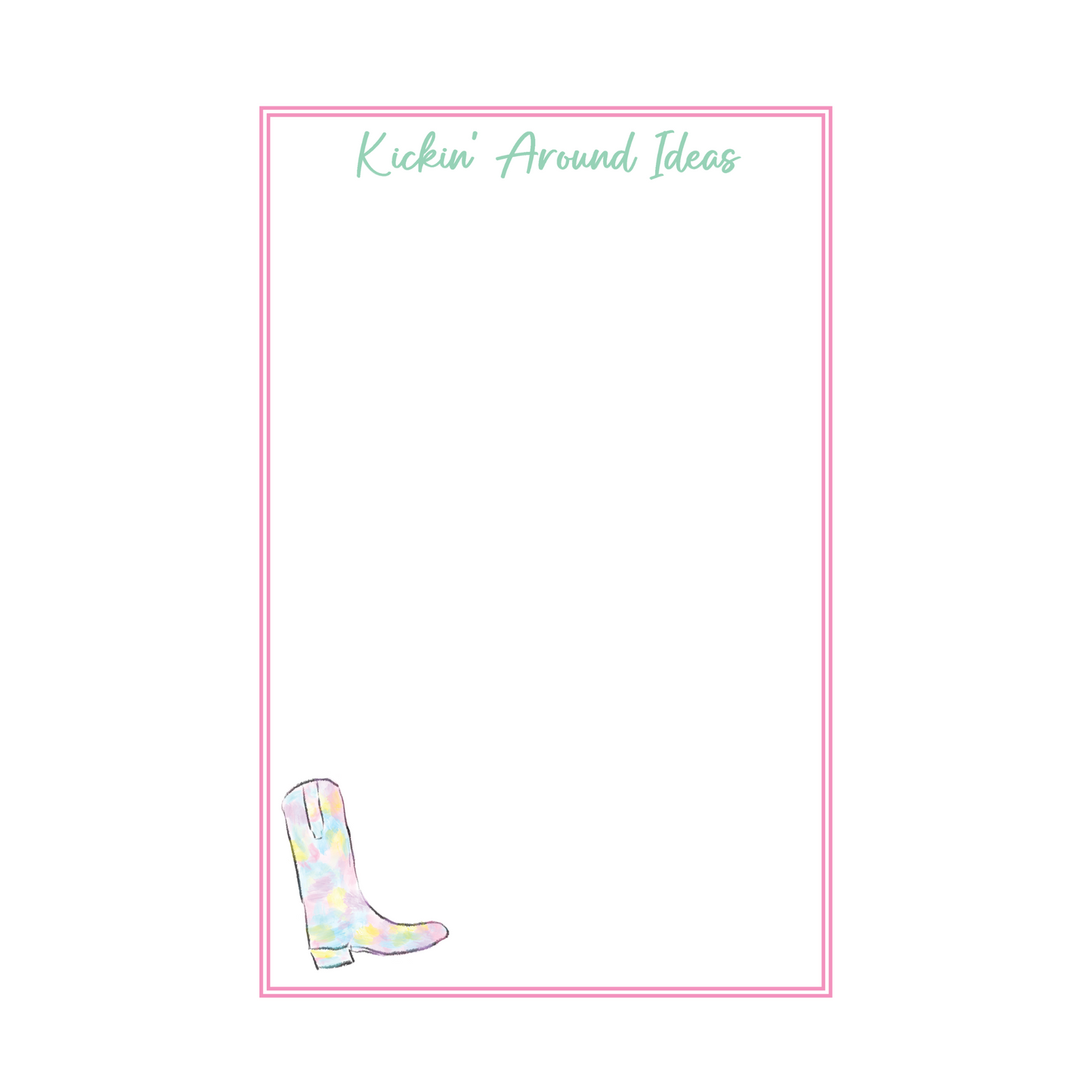 Cowboy Boot Notepad - Multicolor Tye Dye