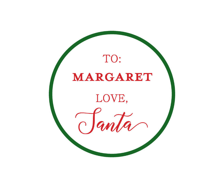 Circle "Love Santa" Sticker - Red and Green
