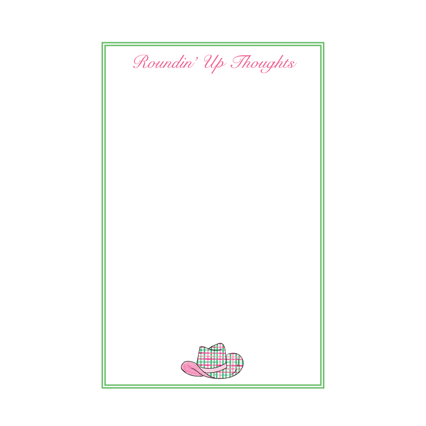 Cowboy Hat Notepad - Pink and Green Plaid