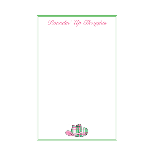 Cowboy Hat Notepad - Pink and Green Plaid