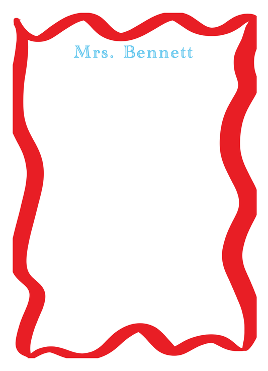 Red Squiggle Border Notepad