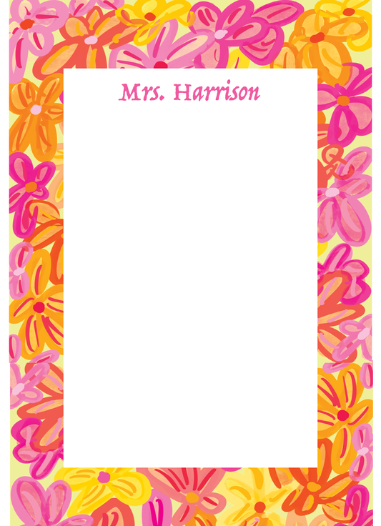 Pink and Orange Florals Notepad