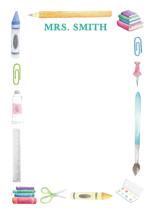 Teacher School Supplies Notepad