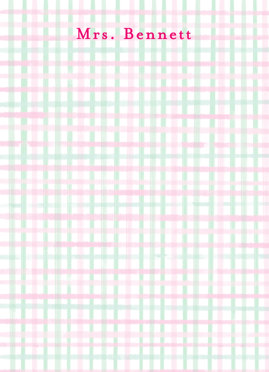 Pink and Green Plaid Notepad