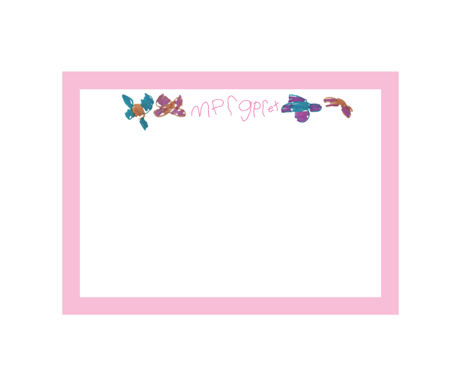 A6 stationery set featuring your little one's hand drawn artwork. Solid border around edges. 