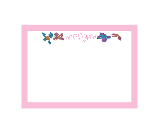 A6 stationery set featuring your little one's hand drawn artwork. Solid border around edges. 