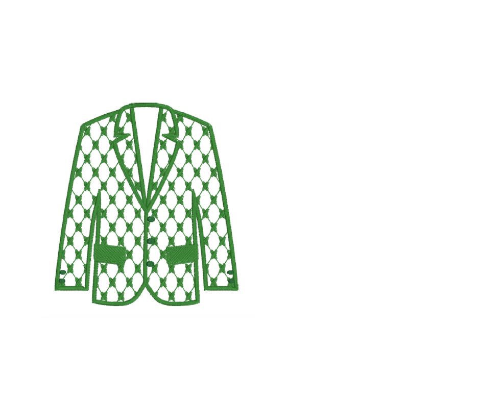 Embroidered jacket/blazer design example with green cross crosses.