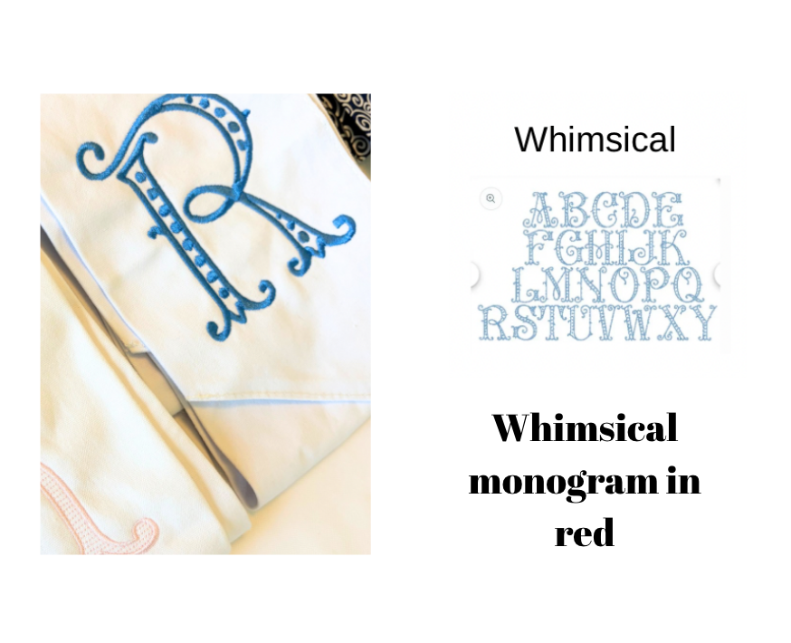 Embroidered Wreath Sash - Blue and White Stars and Red Monogram