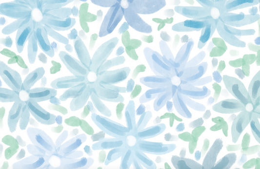 Disposable Placemat Pad - Blue Flowers