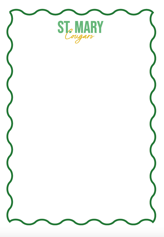School - Mascot and School Ripple Border - 5x7 Notepad