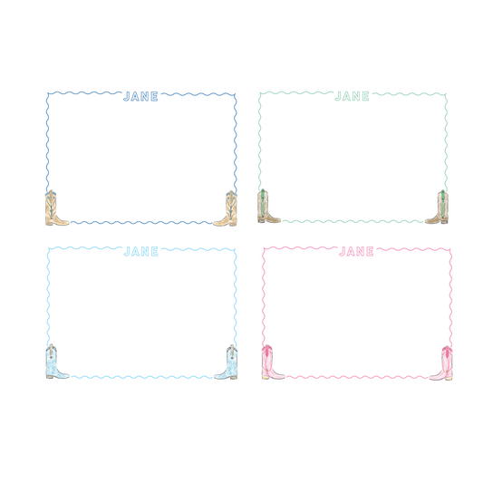 Cowboy Boots with Border Personalized Stationery