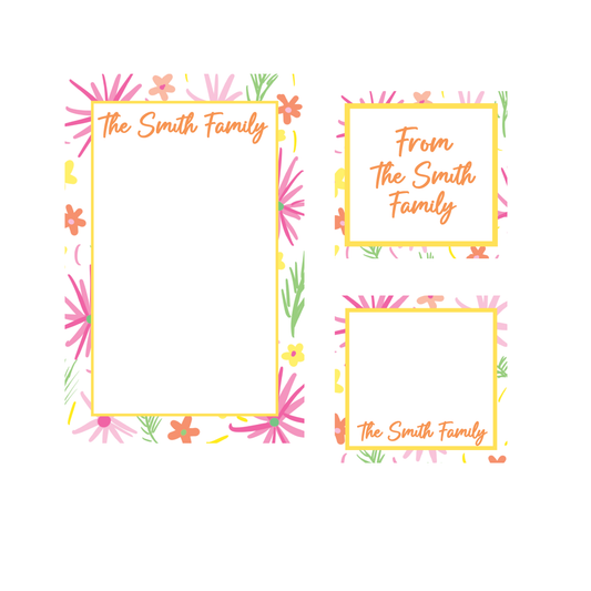 Pink and Orange Tropical Notepads, Gift Tags, Mini Cards Bundle