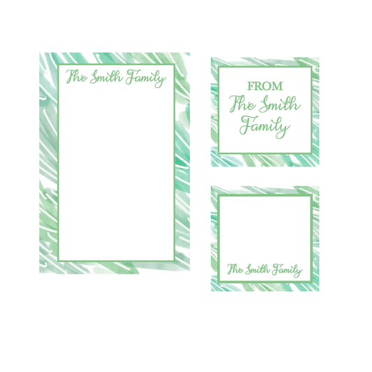 Palms and Seagrass Notepads, Gift Tags, Mini Cards Bundle