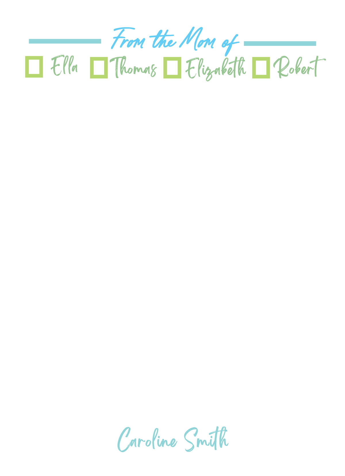 From the Mom/Parent of Notepad 1 - 5X7