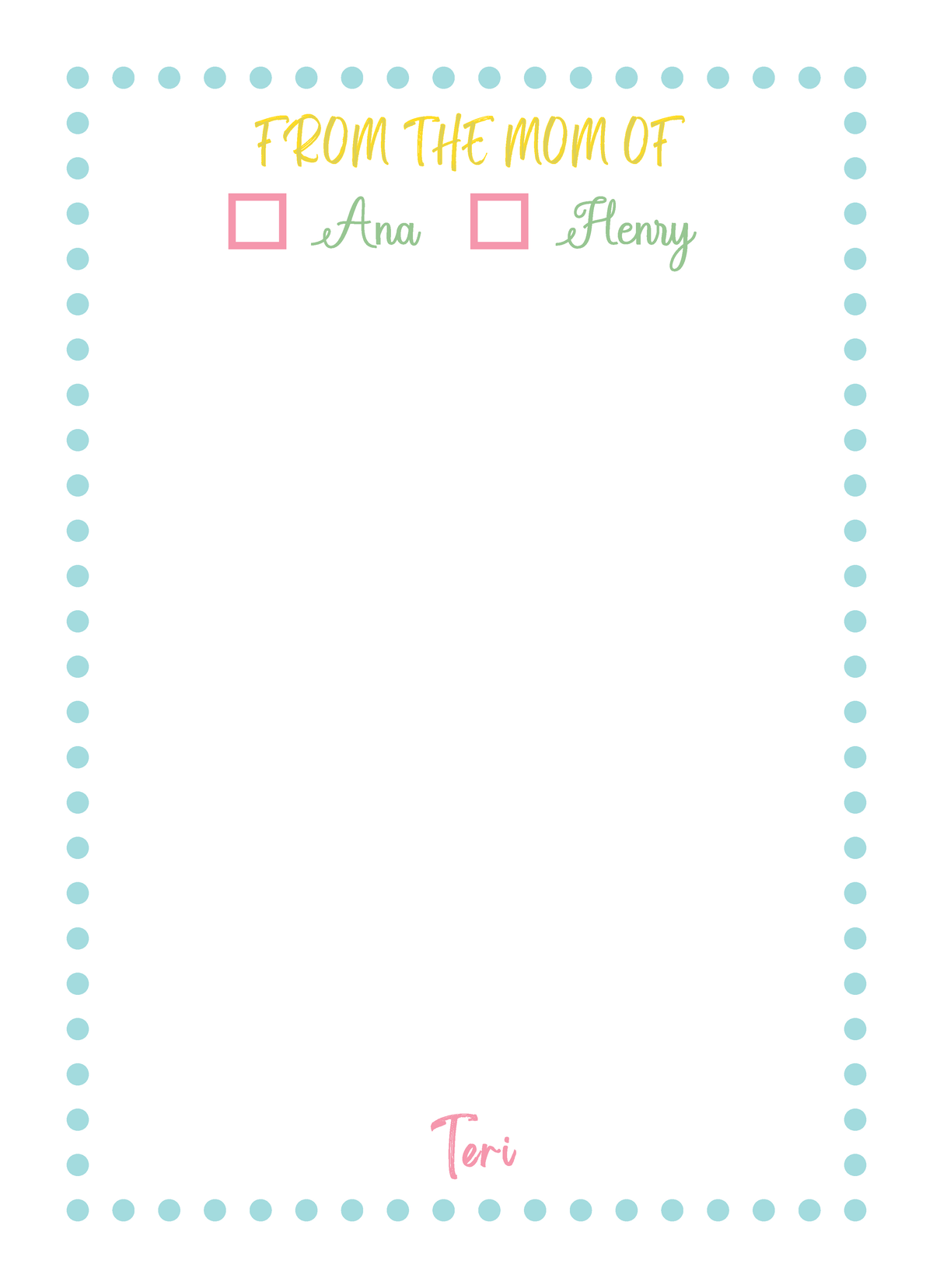 From the Mom/Parent of Notepad 9 - 5X7