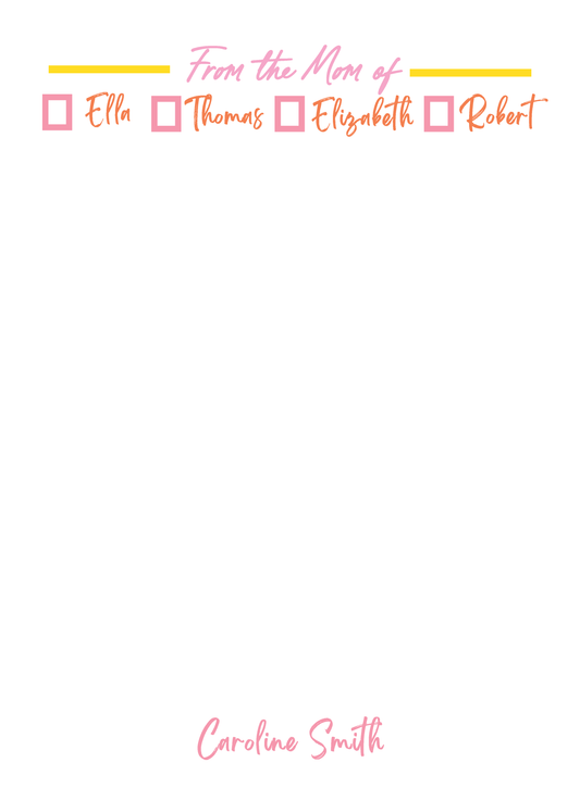From the Mom/Parent of Notepad 2 - 5X7
